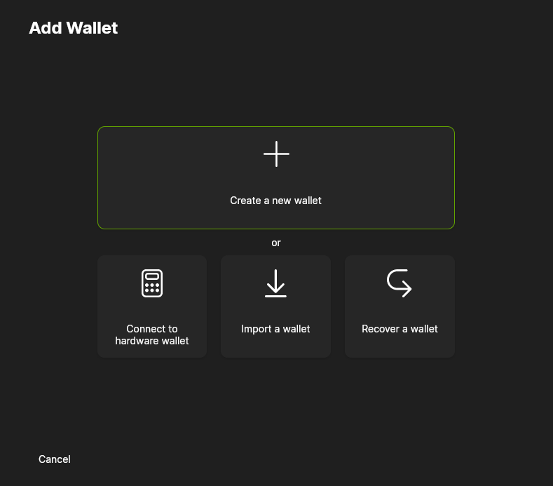 Add a Bitcoin wallet with Wasabi