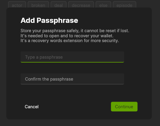 Wasabi Wallet Add Passphrase