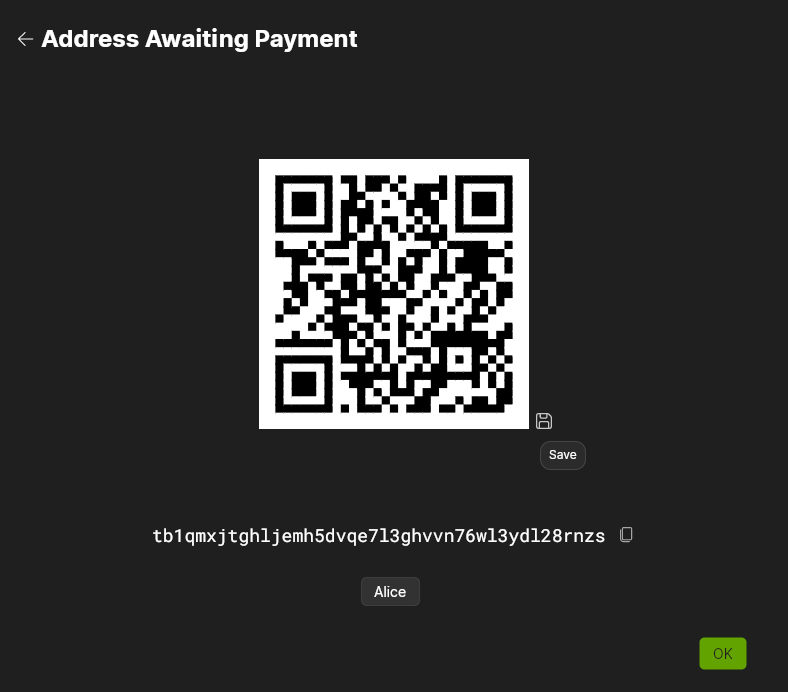 Bitcoin address in Wasabi