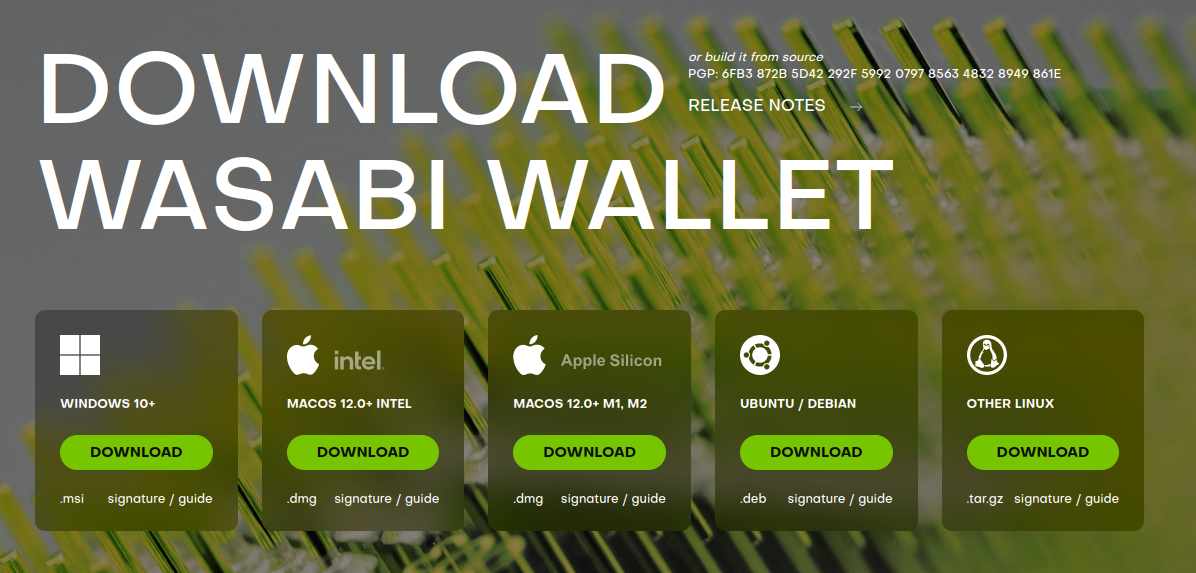 Operating systems supported by Wasabi Wallet