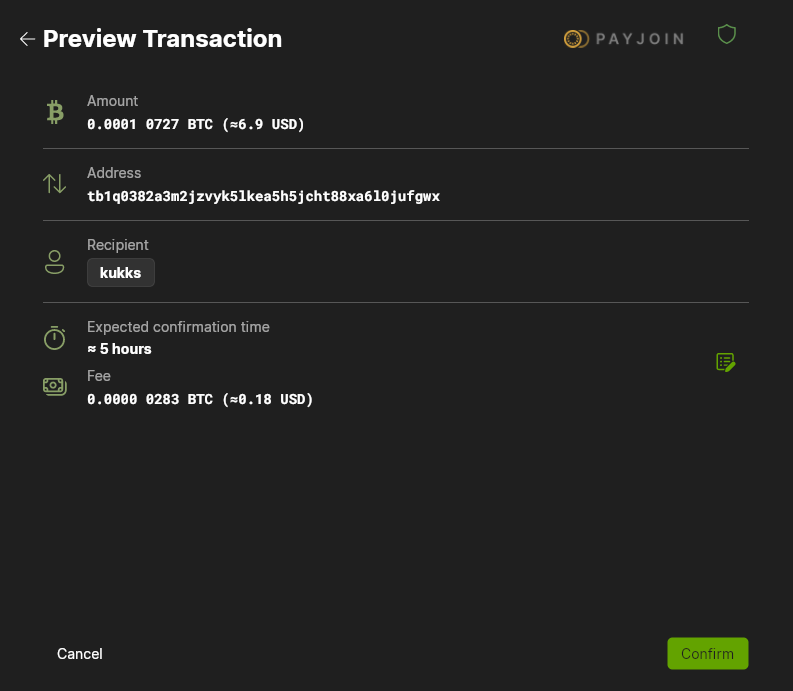 PayJoinPreviewTransaction