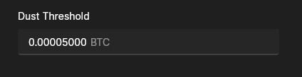Wasabi Wallet Dust threshold settings